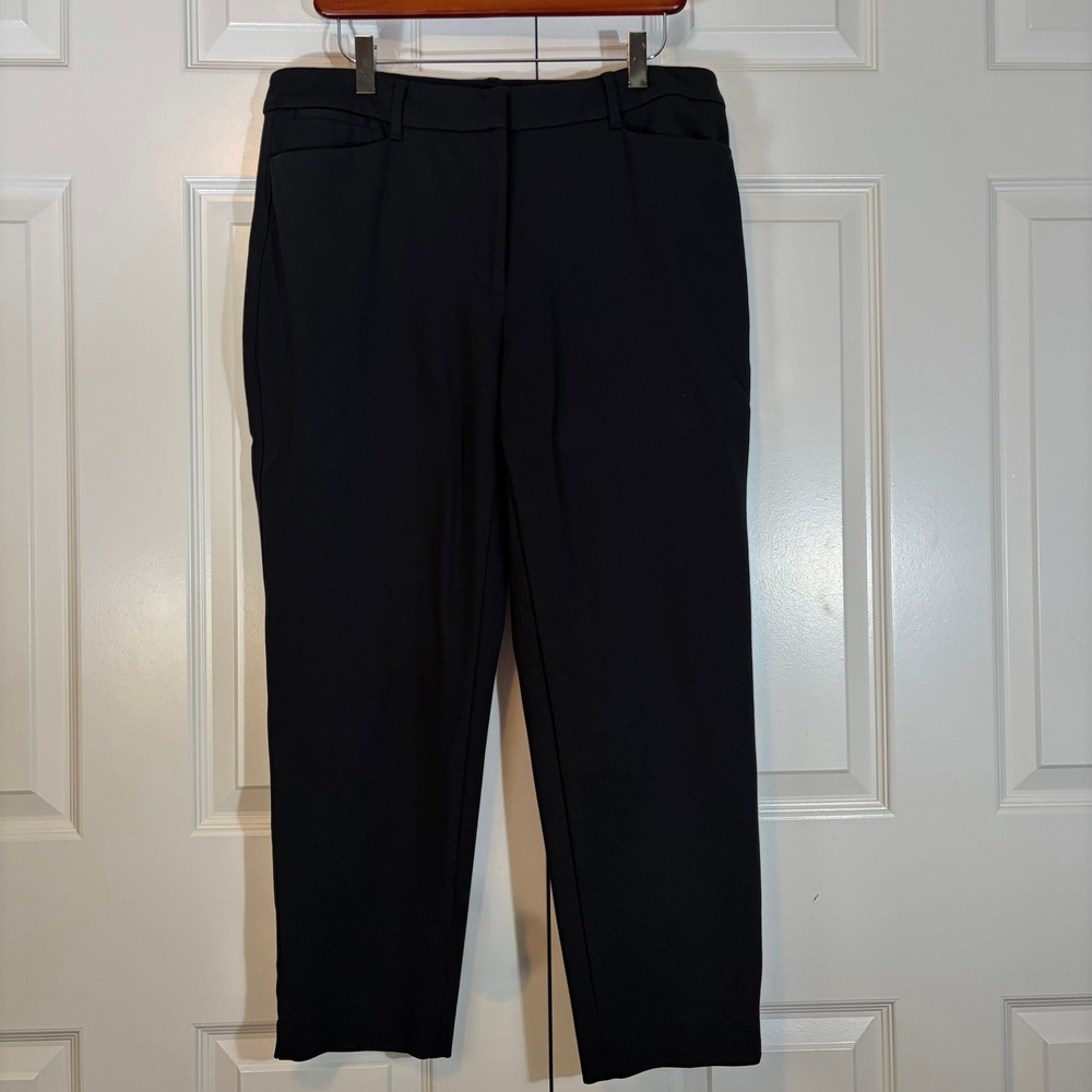 WHBM Black Slim Flat Front Ankle Pants Womens 12 - Picture 3 of 10